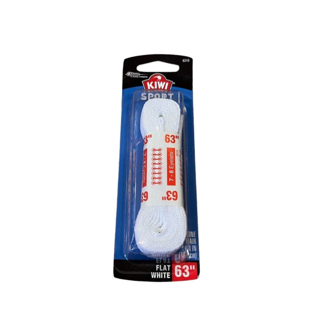 Kiwi Shoe Laces Sport Flat White 63" - 1 PAIR For 7-8 Eyelets New in Pack